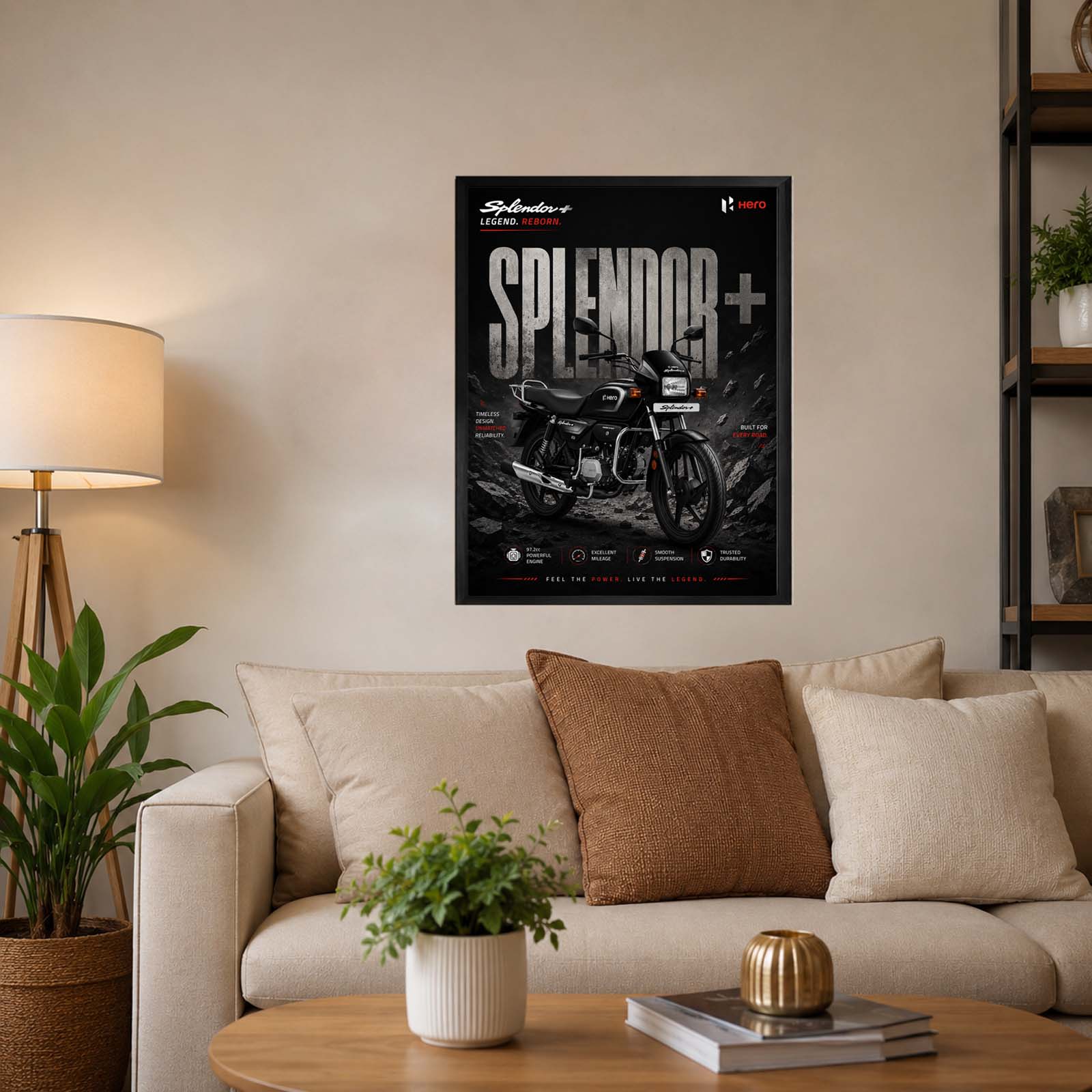 Hero Splendor Plus Premium Motorcycle Wall Art
