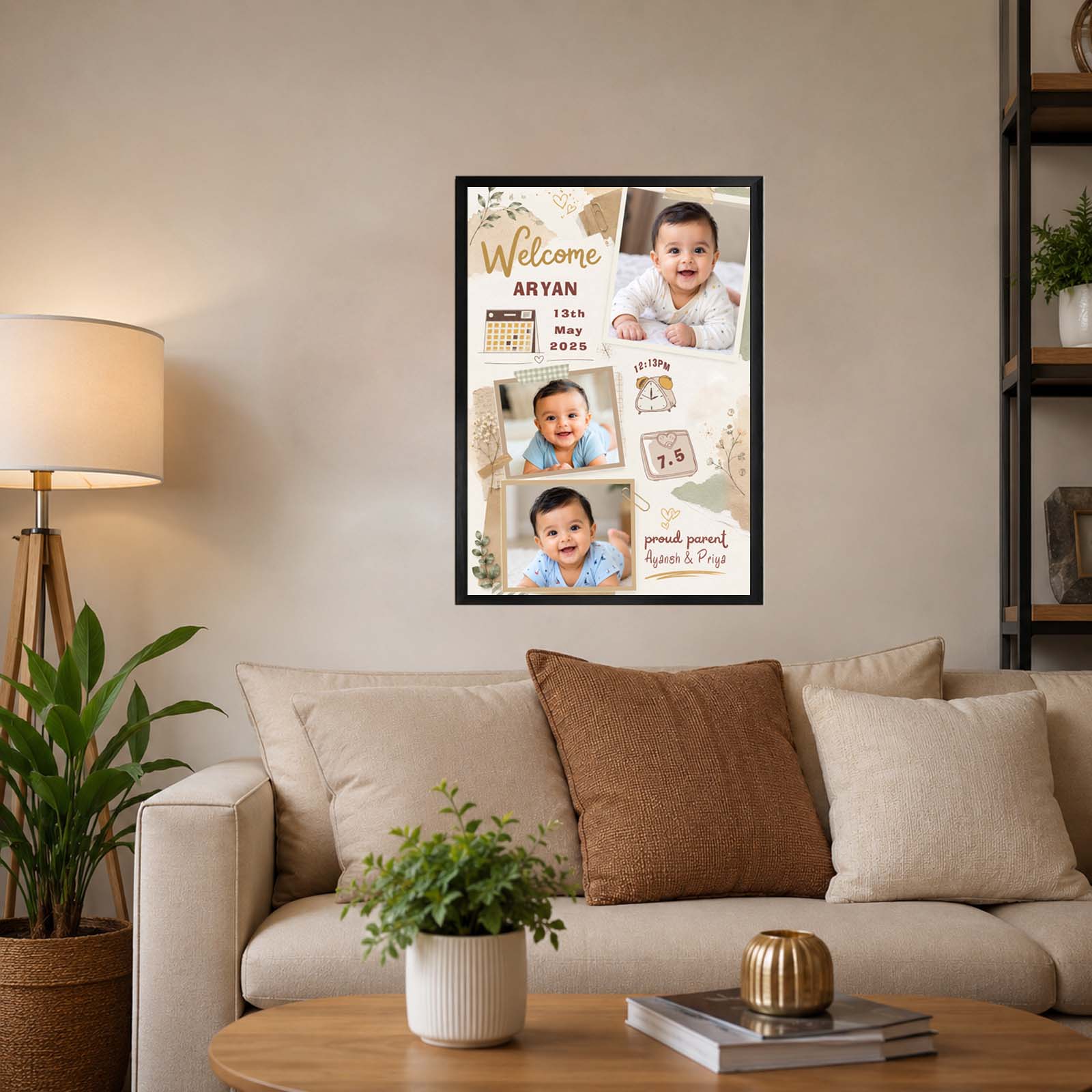 Baby Birth Details Photo Collage Frame