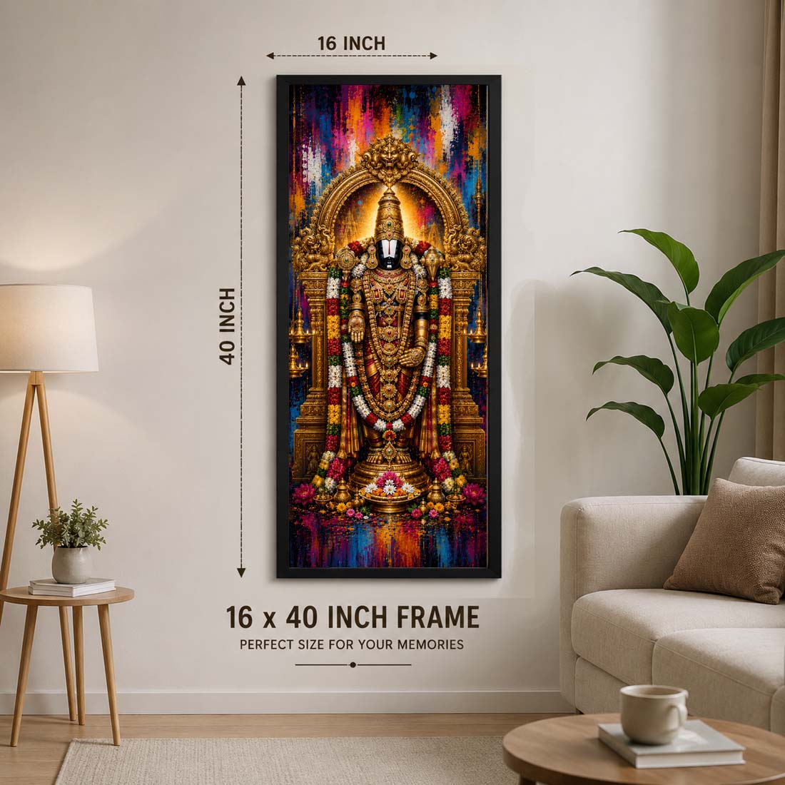 16 × 40 Inch Lord Venkateswara (Balaji) Wall Frame