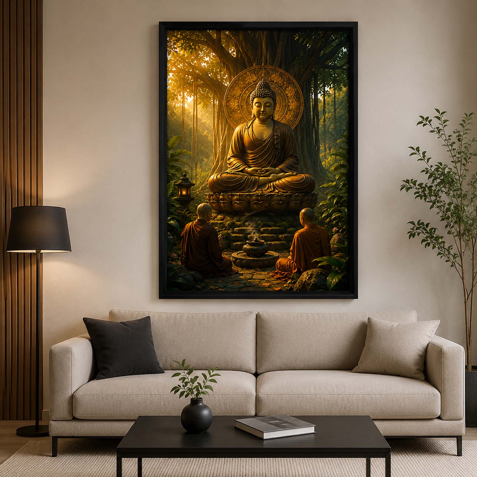 Golden Buddha Meditation Wall Art