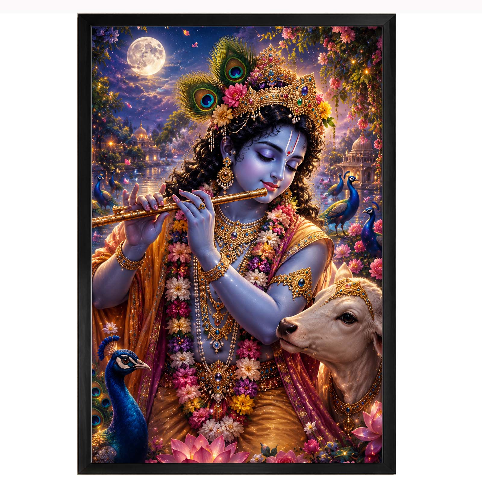 Krishna with Cow & Peacock