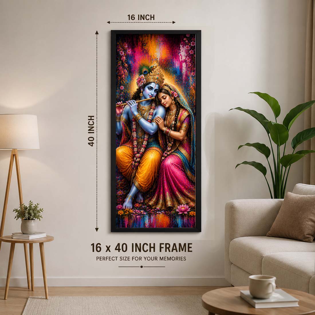 16 × 40 Inch Radha Krishna Wall Frame