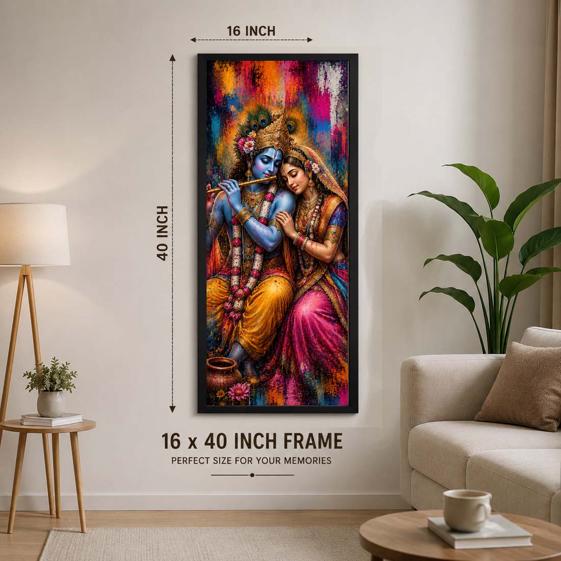 16 × 40 Inch Radha Krishna Wall Frame