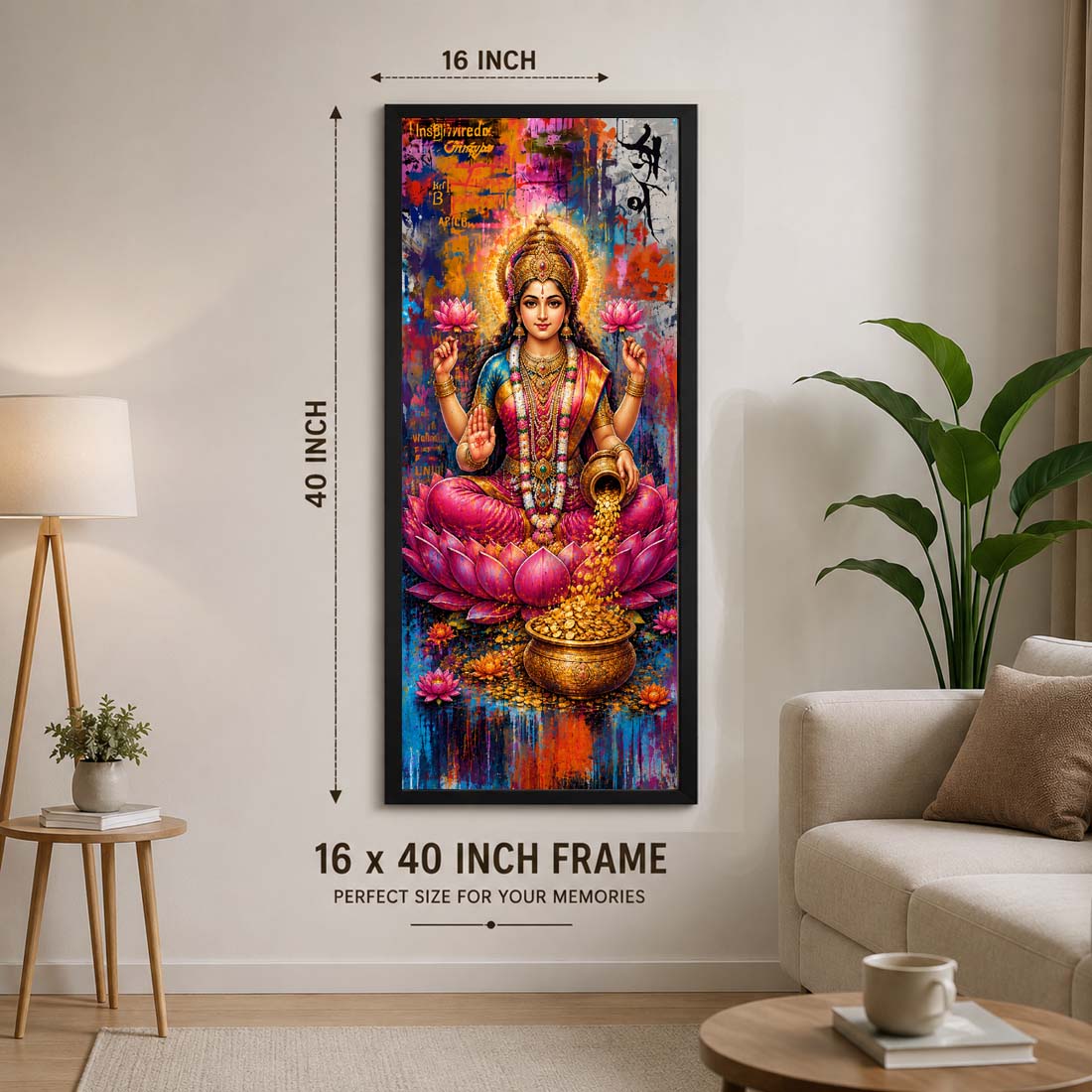 40×16 Inch Goddess Lakshmi Wall Frame